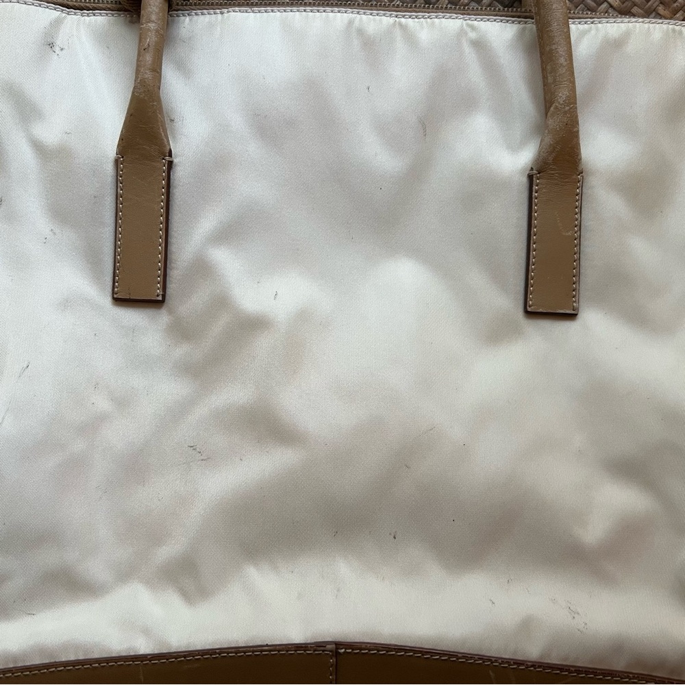Prada Cream and Brown Shoulder Satchel Tote Bag - Picture 4 of 12